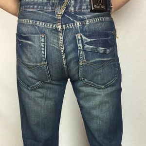 Rare Navy blue Men’s Jeans Beverly Hills Brand stone wash relaxed fit boot cut